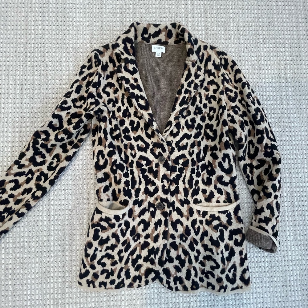J crew leopard cardigan coat